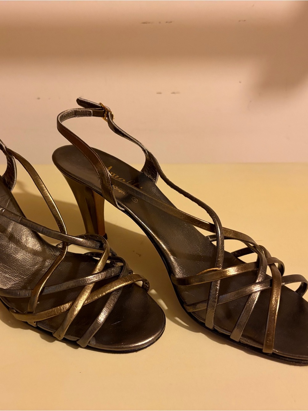 Amalfi Metallic Bronze Strappy High Heel Sandals